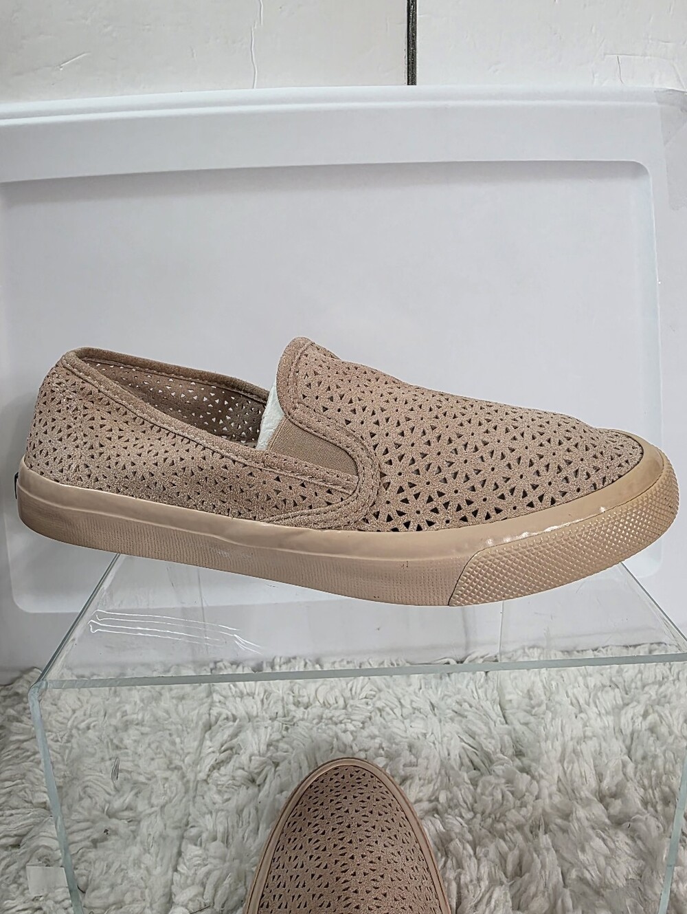 SPERRY Womens Laser-Cut Slip-On Sneakers, Pinkish BLUSH, Size:8.5